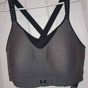 Under Armour Gray and Black Sports Bra V-Neck Design